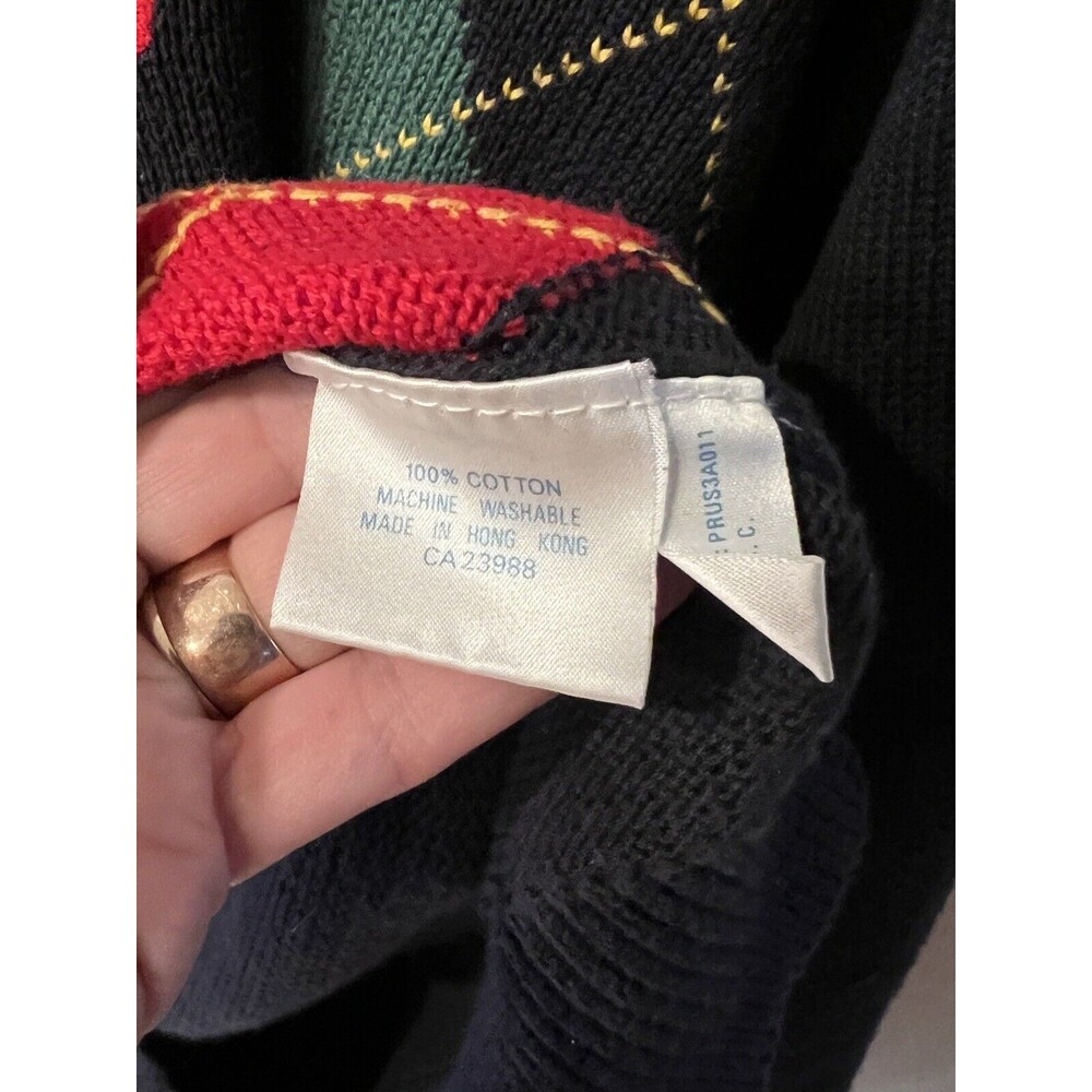 Pringle of Scotland Sweater Mens Sz L Golf Argyle Embroidered Golfer Vintage - Picture 5 of 9